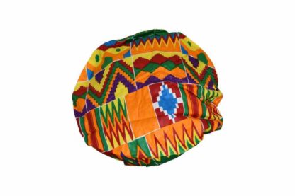 green, red, yellow, blue and orange african wax print shower cap