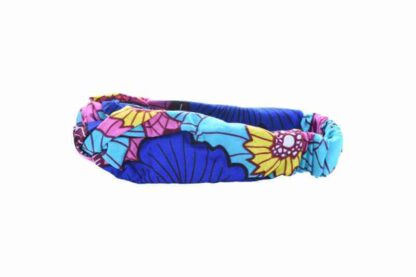 blue, pink and yellow african wax print headband