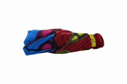 red, blue, pink, black and yellow african wax print headband